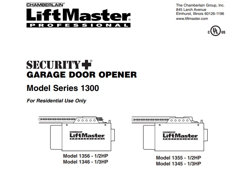 Liftmaster 1345 1355 manual cover