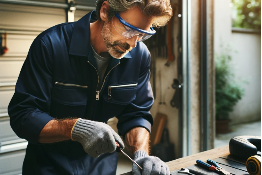 Man working in garage