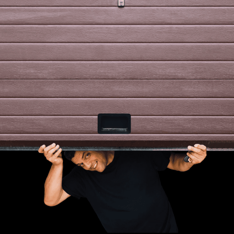 Man opening garage door