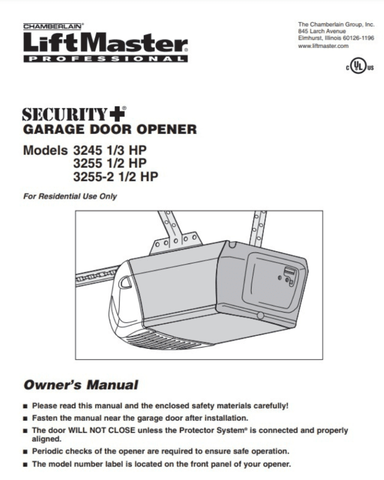 Liftmaster 3245 Opener Manual